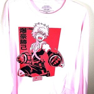 My Hero Academia Long Sleeve T-Shirt Adult Size X-Large Pink Anime NEW